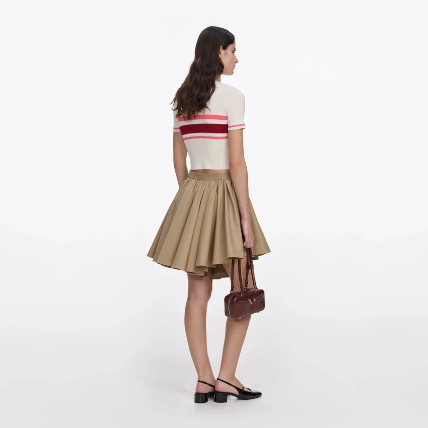 Cream Stripe Viscose Knit Top Cream Stripe Viscose Knit Top