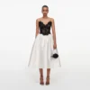 Cream Taffeta Contrast Lace Midi Dress Cream Taffeta Contrast Lace Midi Dress
