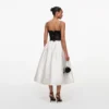Cream Taffeta Contrast Lace Midi Dress Cream Taffeta Contrast Lace Midi Dress