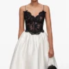 Cream Taffeta Contrast Lace Midi Dress Cream Taffeta Contrast Lace Midi Dress
