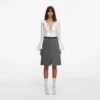 Grey Herringbone Midi Skirt Grey Herringbone Midi Skirt