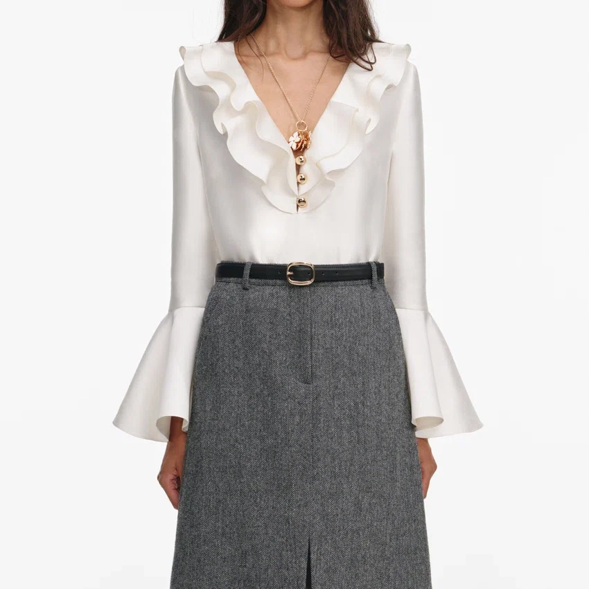 Grey Herringbone Midi Skirt Grey Herringbone Midi Skirt
