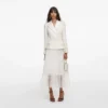 Cream Tailored Bouclé And Chiffon Midi Dress Cream Tailored Bouclé And Chiffon Midi Dress