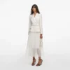 Cream Tailored Bouclé And Chiffon Midi Dress Cream Tailored Bouclé And Chiffon Midi Dress