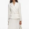 Cream Tailored Bouclé And Chiffon Midi Dress Cream Tailored Bouclé And Chiffon Midi Dress
