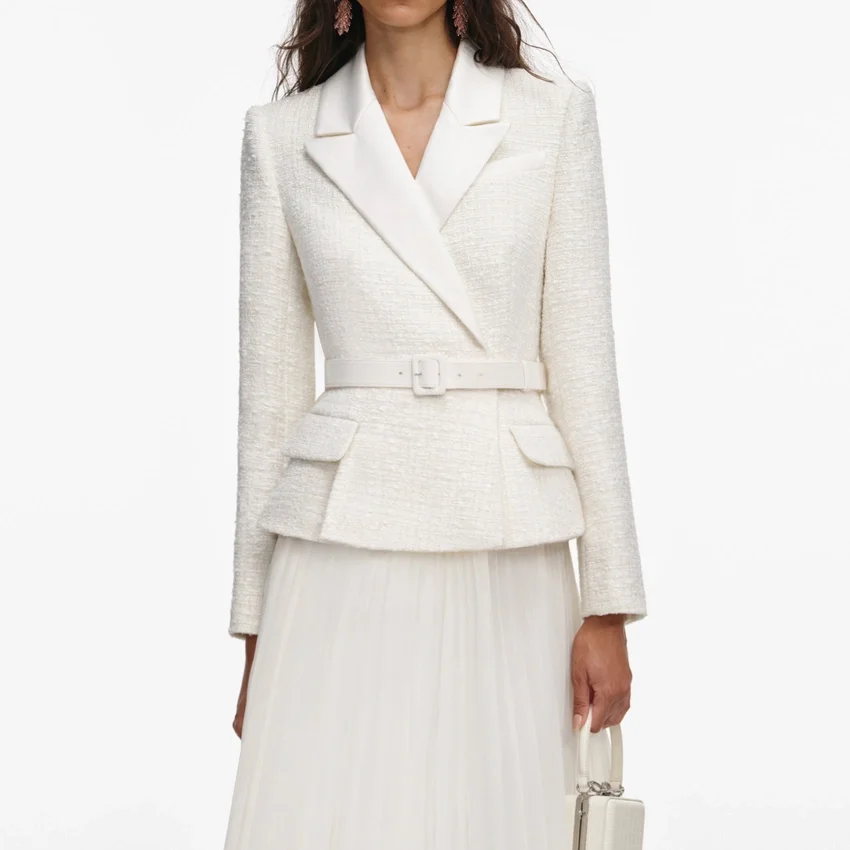 Cream Tailored Bouclé And Chiffon Midi Dress Cream Tailored Bouclé And Chiffon Midi Dress
