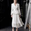 Cream Tailored Bouclé And Chiffon Midi Dress Cream Tailored Bouclé And Chiffon Midi Dress
