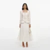 Cream Tailored Boucle And Chiffon Midi Dress Cream Tailored Boucle And Chiffon Midi Dress