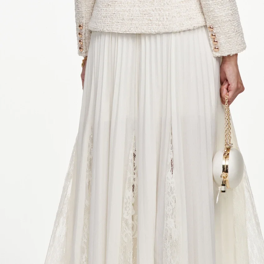 Cream Tailored Boucle And Chiffon Midi Dress Cream Tailored Boucle And Chiffon Midi Dress