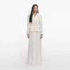 Cream Tailored Boucle Chiffon Maxi Dress Cream Tailored Boucle Chiffon Maxi Dress