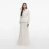 Cream Tailored Boucle Chiffon Maxi Dress Cream Tailored Boucle Chiffon Maxi Dress