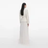 Cream Tailored Boucle Chiffon Maxi Dress Cream Tailored Boucle Chiffon Maxi Dress