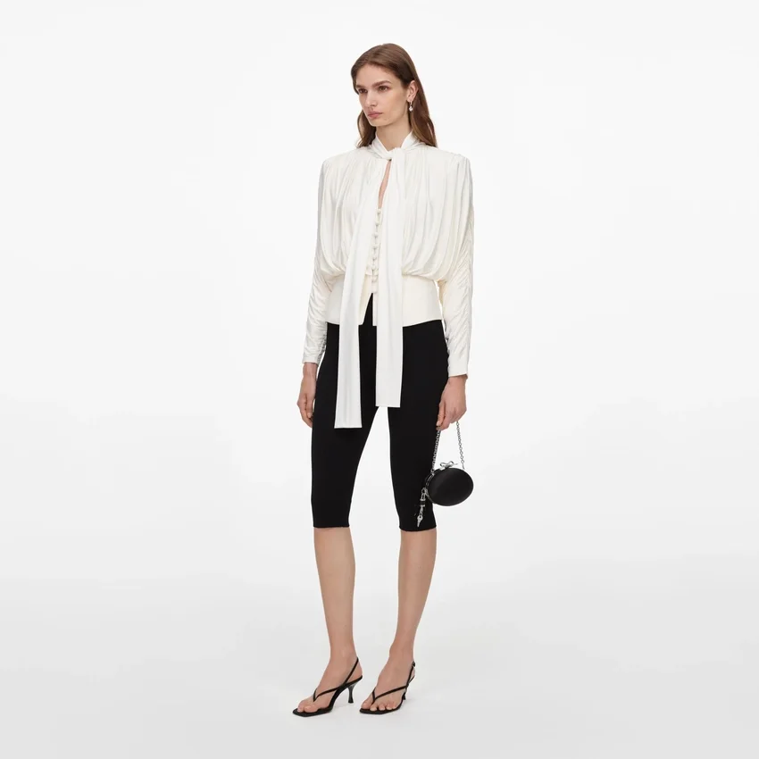 Cream Tie Neck Jersey Top Cream Tie Neck Jersey Top