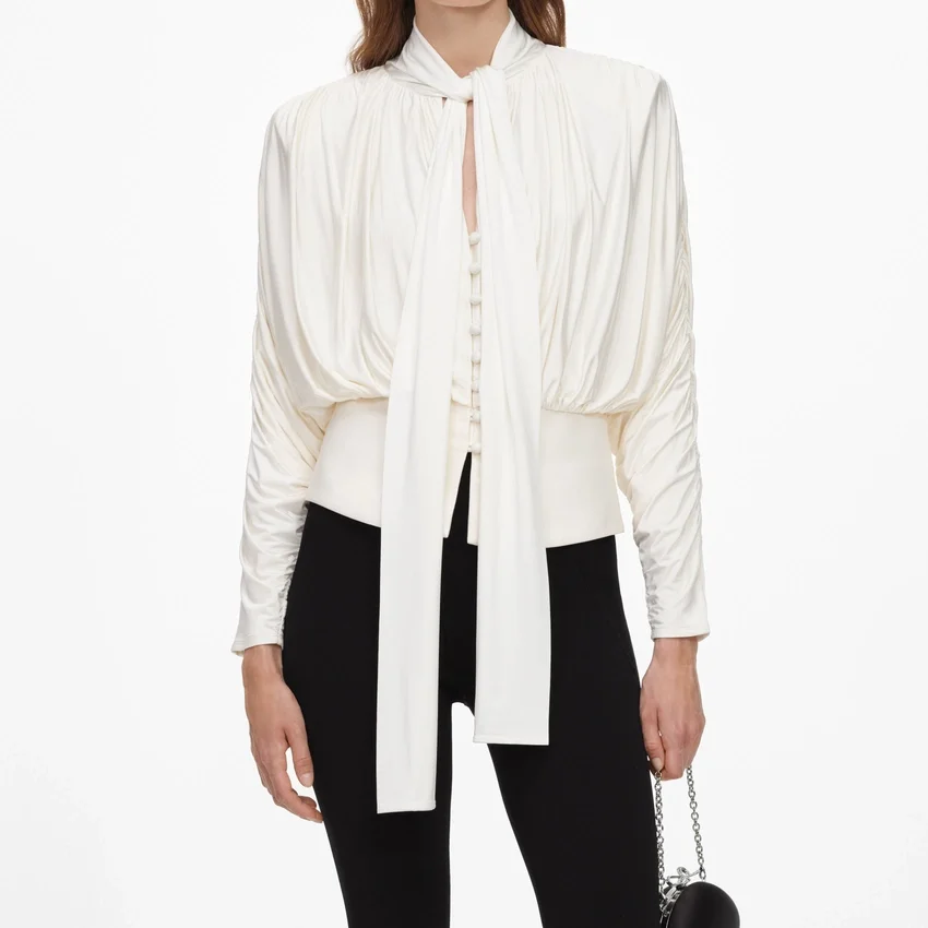 Cream Tie Neck Jersey Top Cream Tie Neck Jersey Top
