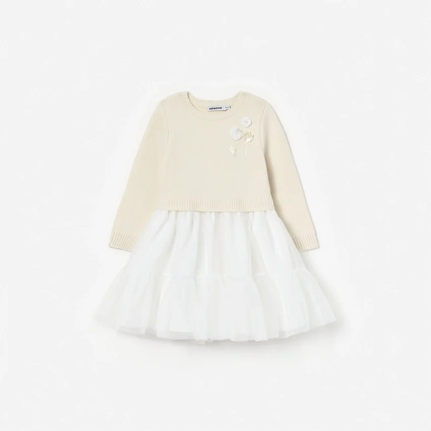 Cream Tulle Knit Dress Cream Tulle Knit Dress