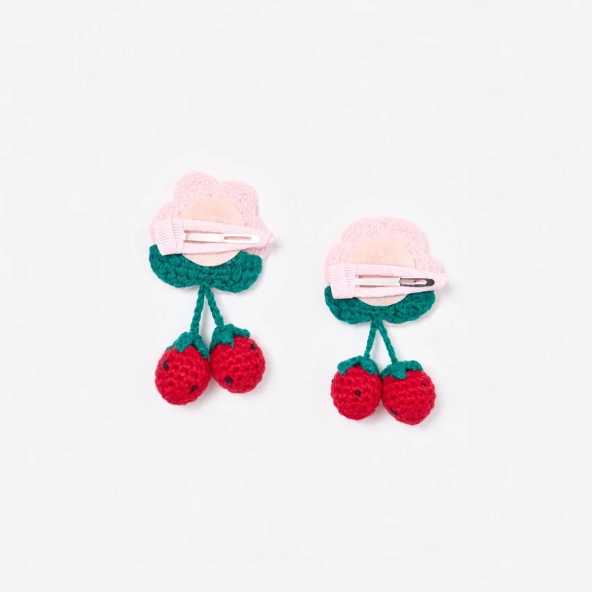 Crochet Flower & Strawberry Hairclips Crochet Flower & Strawberry Hairclips