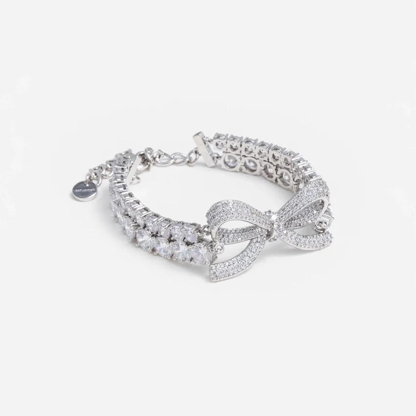Crystal Bow Double Tennis Bracelet Crystal Bow Double Tennis Bracelet