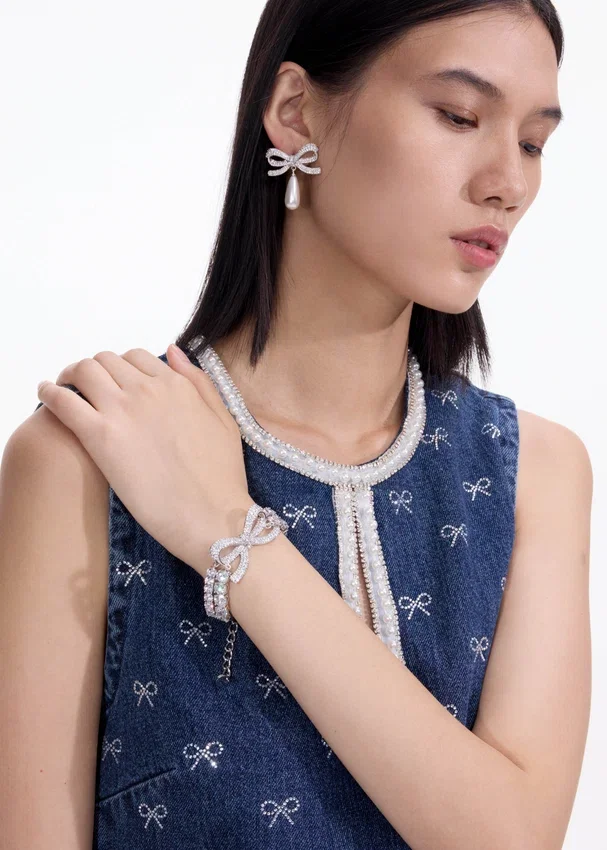 Crystal Bow Double Tennis Bracelet Crystal Bow Double Tennis Bracelet