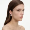 Crystal Bow Pearl Back Earrings Crystal Bow Pearl Back Earrings