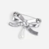 Crystal Bow Pearl Droplet Brooch Crystal Bow Pearl Droplet Brooch