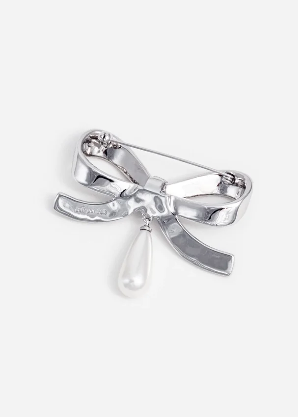Crystal Bow Pearl Droplet Brooch Crystal Bow Pearl Droplet Brooch