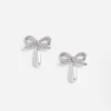 Crystal Bow Pearl Droplet Earrings Crystal Bow Pearl Droplet Earrings