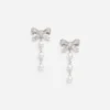 Crystal Bow Pearl Droplet Earrings