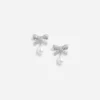 Crystal Bow Pearl Droplet Earrings Crystal Bow Pearl Droplet Earrings