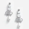Crystal Bow Pearl Earrings