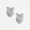 Crystal Bow Pearl Heart Earrings Crystal Bow Pearl Heart Earrings