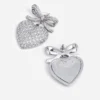 Crystal Bow Pearl Heart Earrings Crystal Bow Pearl Heart Earrings