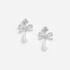 Crystal Bow Pearl Tiered Earrings Crystal Bow Pearl Tiered Earrings