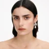 Crystal Bow Pearl Tiered Earrings Crystal Bow Pearl Tiered Earrings