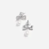 Crystal Bow Pearl Tiered Earrings Crystal Bow Pearl Tiered Earrings