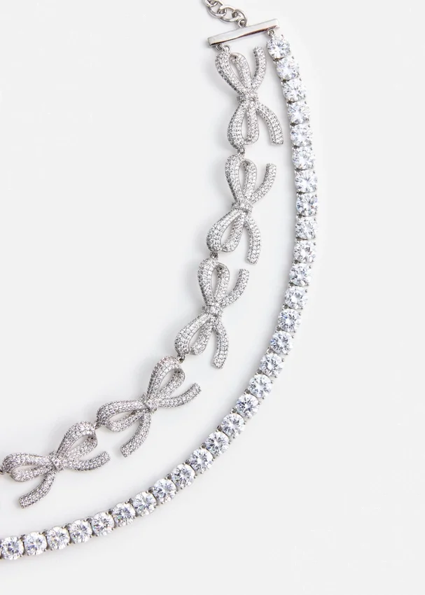 Crystal Bows Diamante Necklace Crystal Bows Diamante Necklace