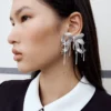 Crystal Embellished Bow Earrings
