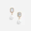 Crystal Embellished Pearl Drop Earrings