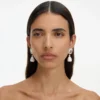 Crystal Embellished Pearl Drop Earrings