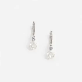 Crystal Flower Dangle Hoop Earring