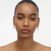 Crystal Flower Dangle Hoop Earring