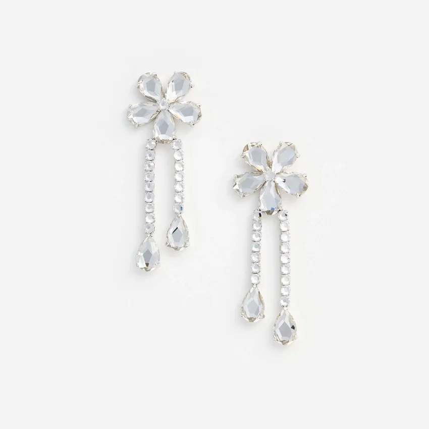 Crystal Flower Droplet Earrings Crystal Flower Droplet Earrings