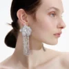 Crystal Flower Droplet Earrings