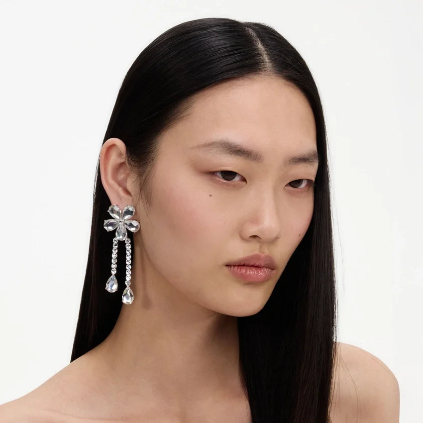 Crystal Flower Droplet Earrings Crystal Flower Droplet Earrings
