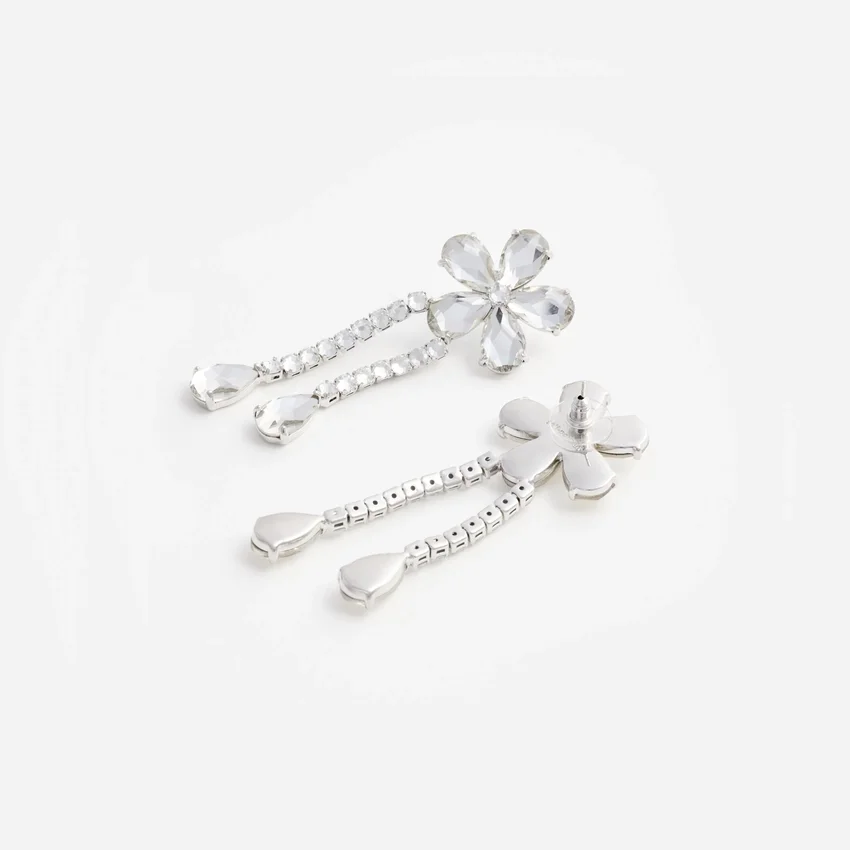 Crystal Flower Droplet Earrings Crystal Flower Droplet Earrings