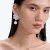Crystal Flower Pearl Earrings