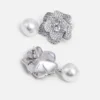 Crystal Flower Pearl Earrings