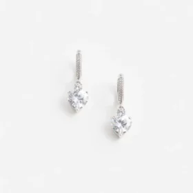 Crystal Heart Dangle Hoop Earring