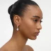 Crystal Heart Dangle Hoop Earring