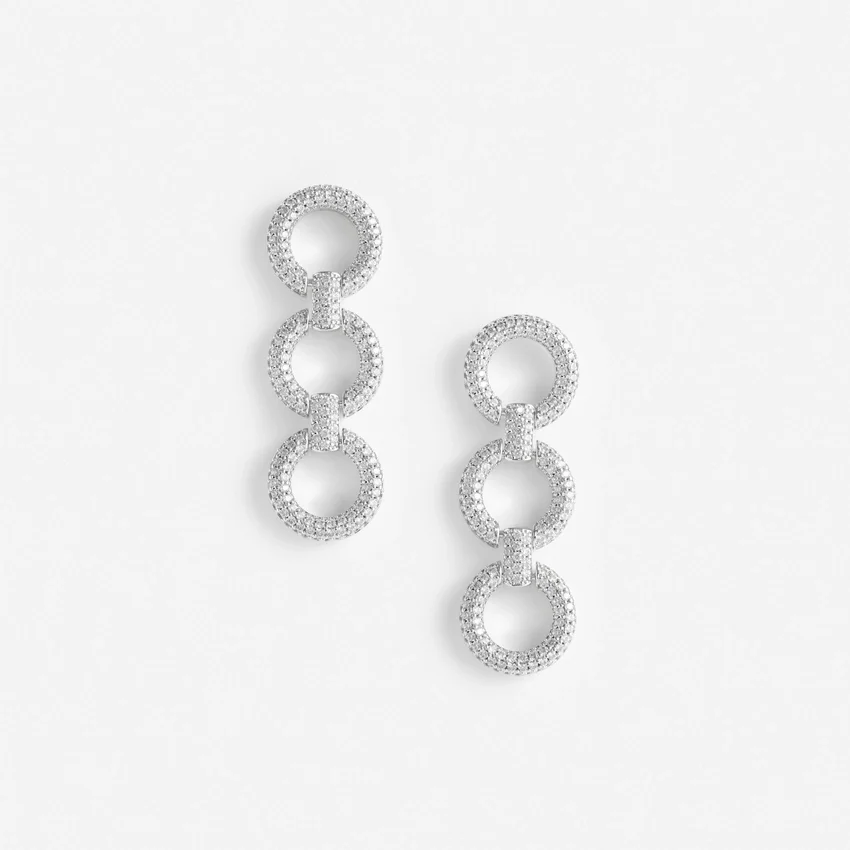 Crystal Link Three Tiered Earrings Crystal Link Three Tiered Earrings