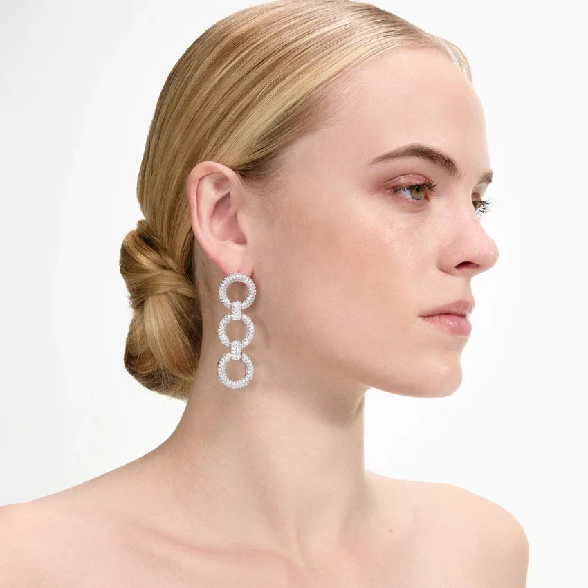 Crystal Link Three Tiered Earrings Crystal Link Three Tiered Earrings